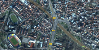 Satelitska slika poteza koji ugrubo odgovara kraju Beograda koji se naziva Autokomanda